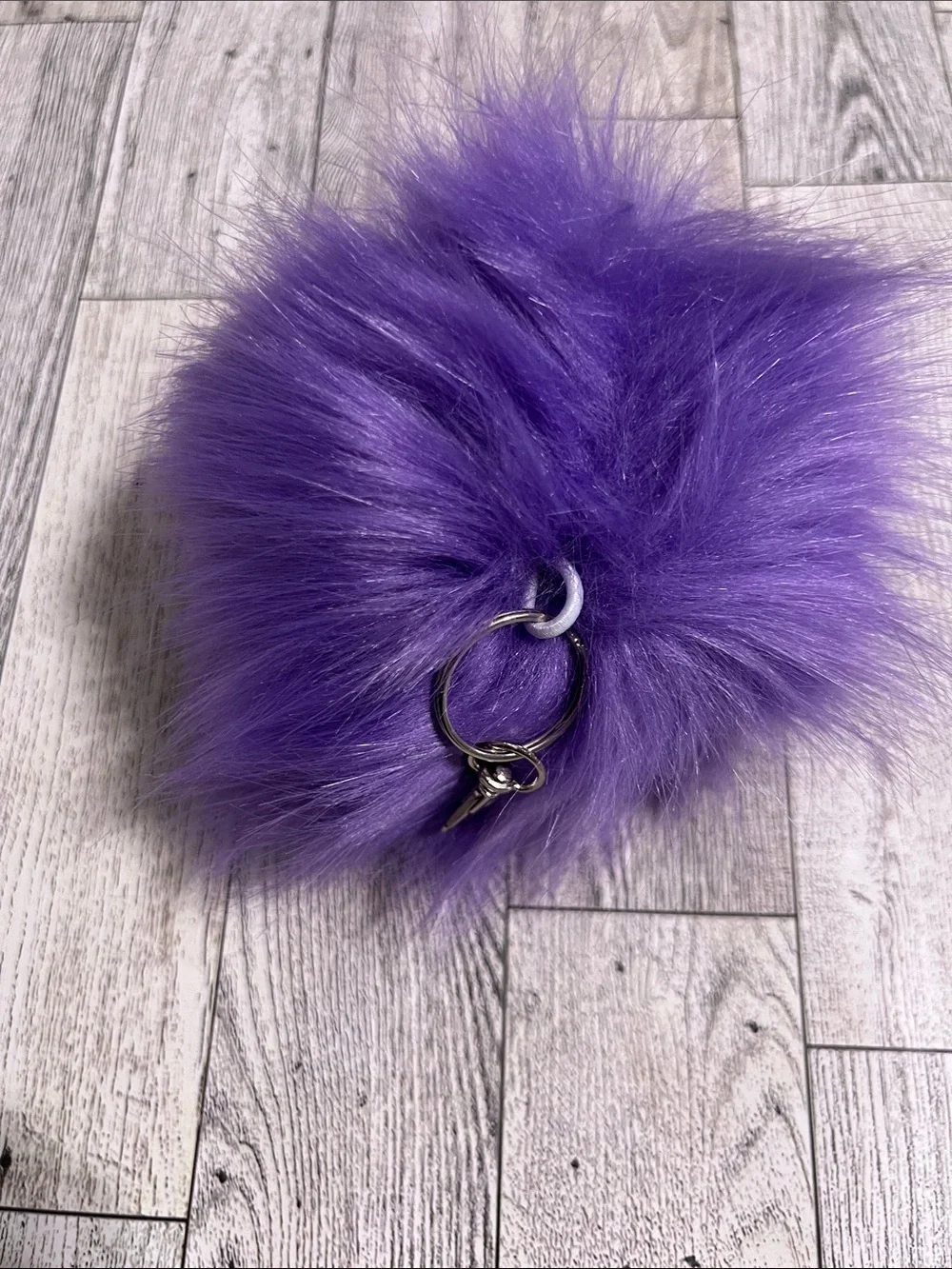 Large 5 inch Iris Faux Fur Pom Keychain - Purse Charm Women Accessories